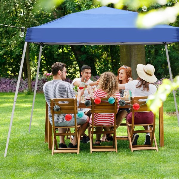 Canopy Tent, 10X10 FT Pop Up Canopy Outdoor Instant Tent Slant Legs with Carrying Bag, Portable Gazebo Shelter for Patio Deck Garden and Beach - 8X8 FT Canopy Cover (Blue) - Image 5