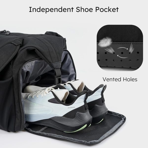 Gym Bag for Men with Shoes Compartment and Wet Pocket Convertible Duffle Bag and Gym Backpack Waterproof Sports Bags for Men with 2 Bottle Holders Multipurpose Weekender Overnight Bag -Black - Image 4